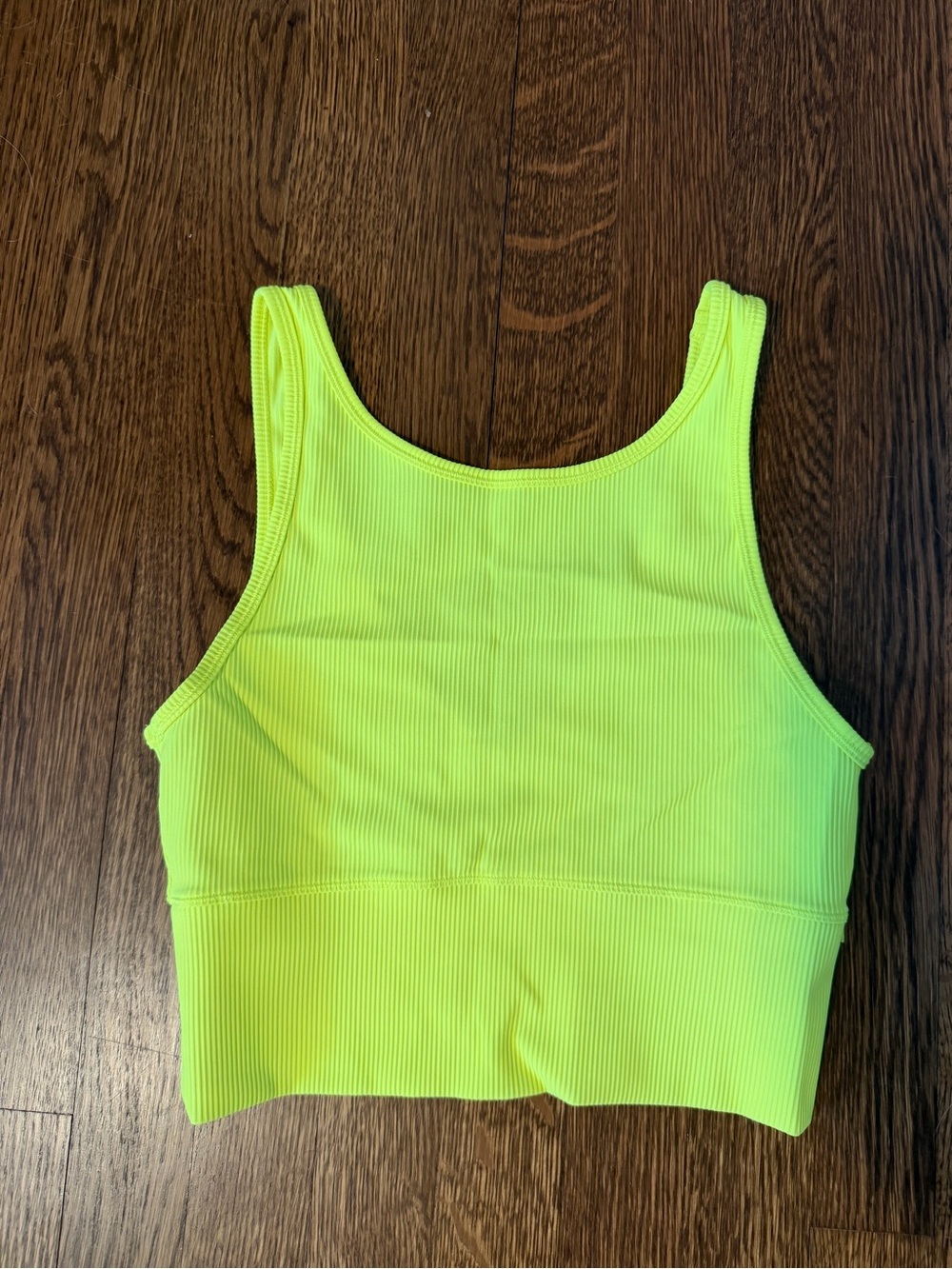 Lululemon Neon Yellow Ribbed Cropped Tank Top Size Small